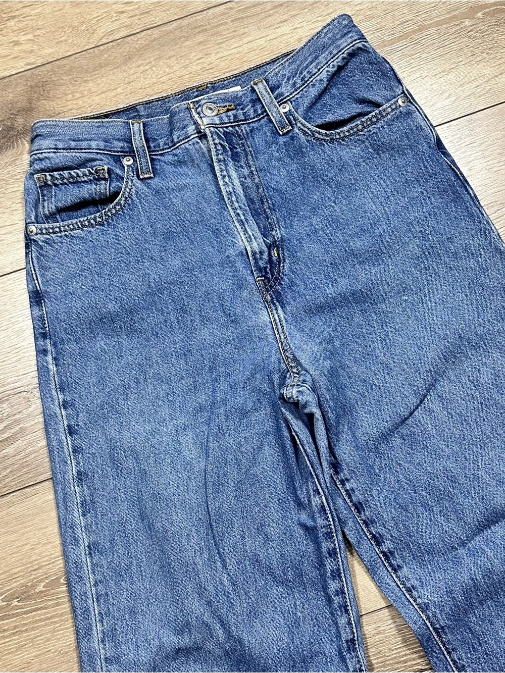 Levi’s High Waisted Straight Leg Jeans Medium Wash Cotton & Hemp Blend - Picture 5 of 15